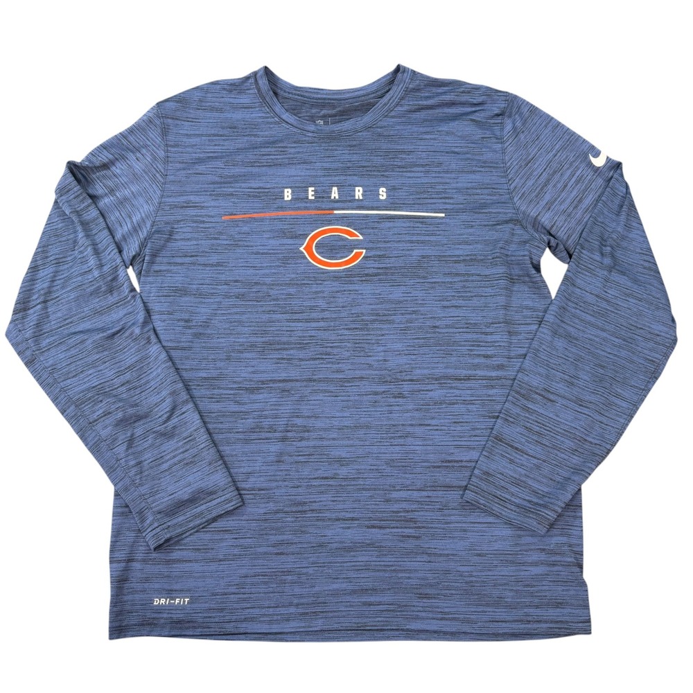 Nike Mens Chicago Bears Blue Space Dye Dri-FIT Long Sleeve T-Shirt Size L